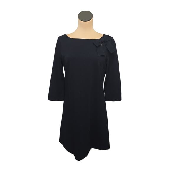 Goat Jemma Bow Embellished Dress Navy Blue Casual Dress Size 8 A-line Preppy‎ - Picture 1 of 9